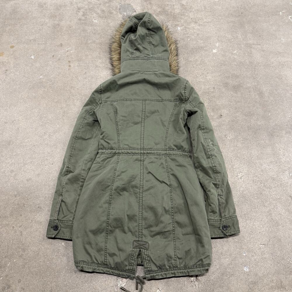 Y2K ABERCROMBIE & FITCH PARKA UTILITY GRUNGE FUR LINED COAT WOMENS XS GREEN - Picture 8 of 8